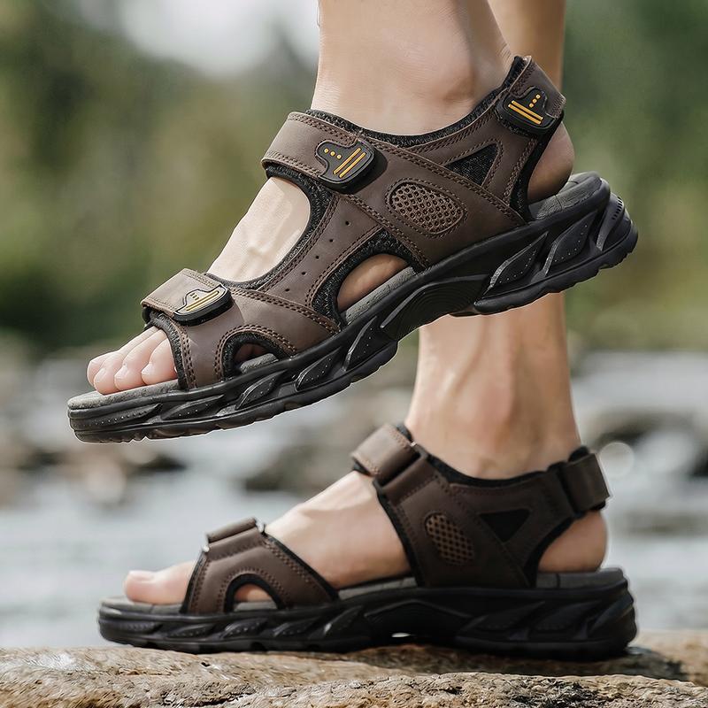 Classics Style Men Sandals Outdoor Walking Summer Shoes Anti-Slippery Beach Shoes Men Comfortable Soft Leather Sandals