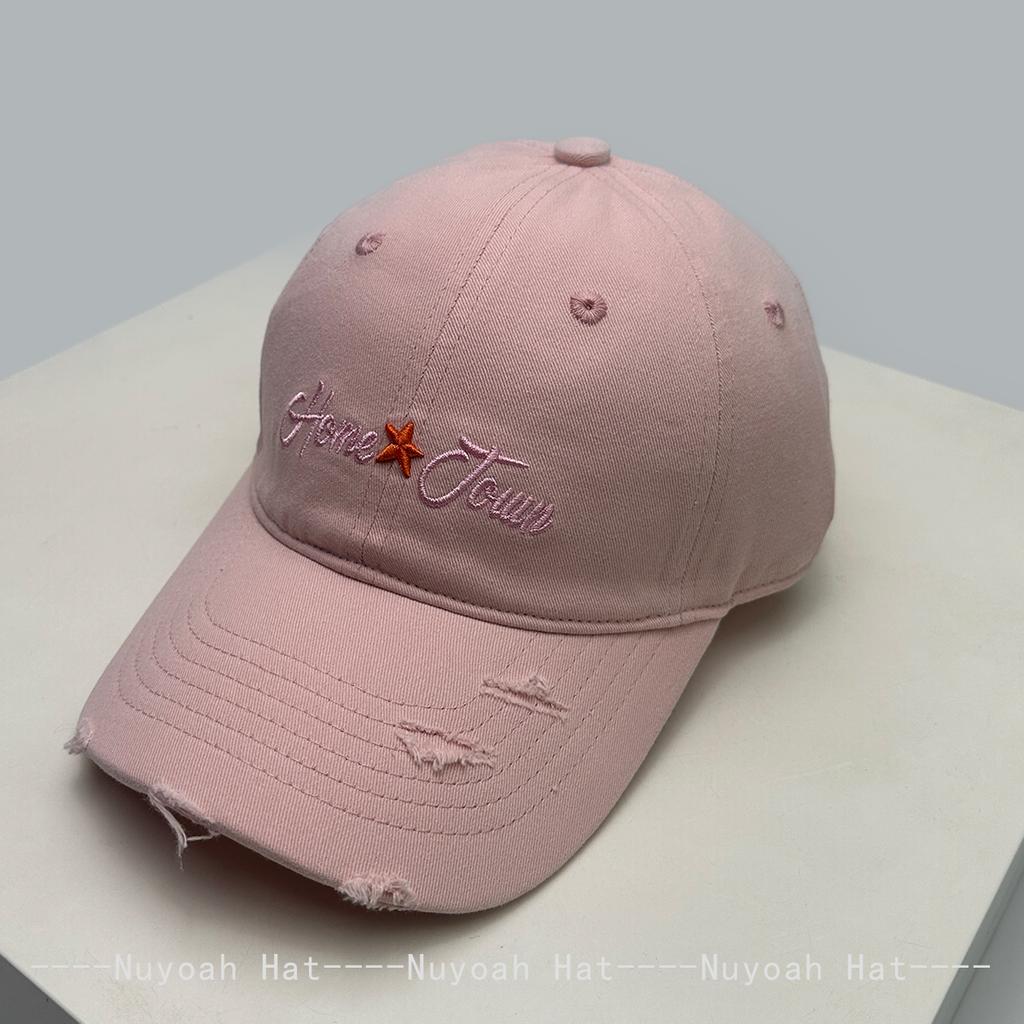 And Women Korean Style Broken Style Letter Prints Embroidery Baseball Caps Sun Protection Star All-Match Street Style Peaked Hats Casual Trendy Ins