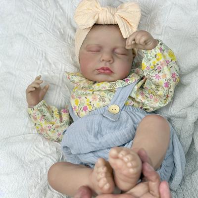 BZDOLL 50 CM 20 polegadas Adormecido Reborn Boneca Bebê Brinquedos para Menina Membros de Vinil Macio Corpo de Pano Boneca LouLou Babies Realista Presente de Aniversário Brinquedo Casa de Bonecas