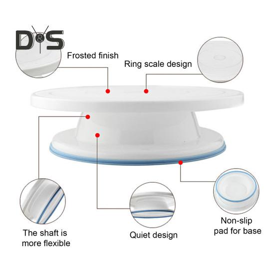 Kakefat 11 tommer Roterende kakedreiebord Jevn 360 graders rotasjon Kakedekorasjonsstativ Praktisk bakeverktøy for Cupcake Kjeks Muffin