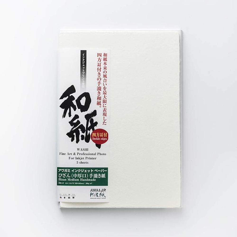 Awagami Factory Inkjet Printing Washi Bizan Paper, (IJ-3224 Natural/Medium Weight, A4)