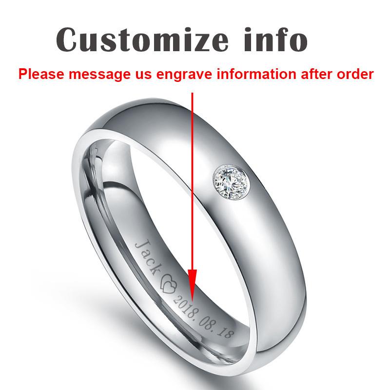 Vnox Wholesale Classic Wedding Rings for Women Men Gold Color Stainless Steel Couple Band Anniversary Personalized Name