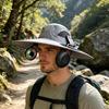 Chapeau Bob Double Ventilateur 2-en-1 Casquette Rafraîchissante avec Ventilateurs Amovibles Rechargeables par USB Pales Phosphorescentes Vitesse Réglable Chapeau de Soleil à Large Bord