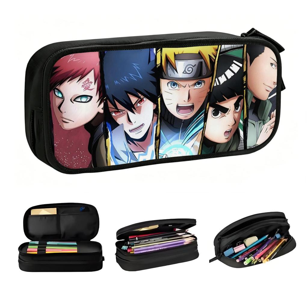 Cute N-Naruto TV Manga Series Pencil Case for Boys Girls Japane Anime Large Storage Pen Box Bag School Accessories