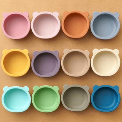 Bebê Silicone Crianças Talheres BPA Livre Infantil À Prova D'Água Ventosa Tigela Portátil Cor Sólida Bandeja de Alimentação Comida