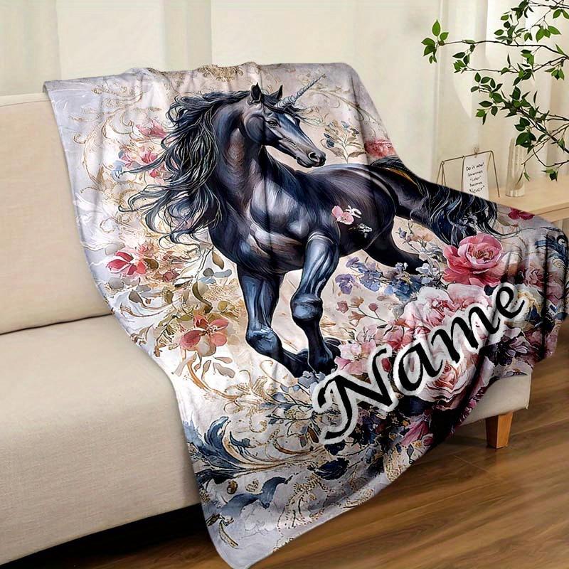 Black Unicorn Customize Your Name Blanket Warm Comfortable And Soft Blankets Are Suitable For Home Lunch Break Blanket Office Sofa Sofa Gift To