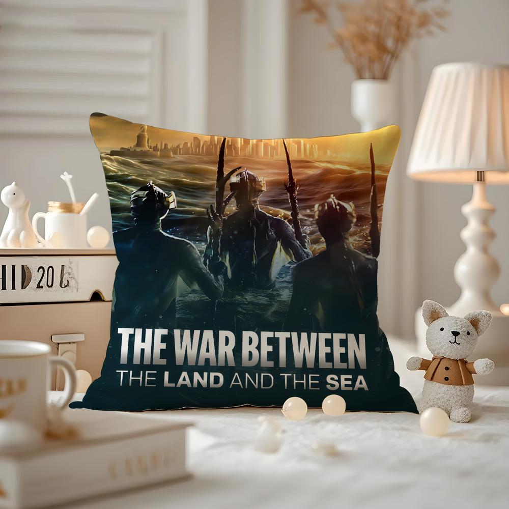 Cushion Cover Anti-dustmite Pillowcase Invisible Zipper Silky Short Plush Sofa Cushion Cover The War Between The Land And The Se