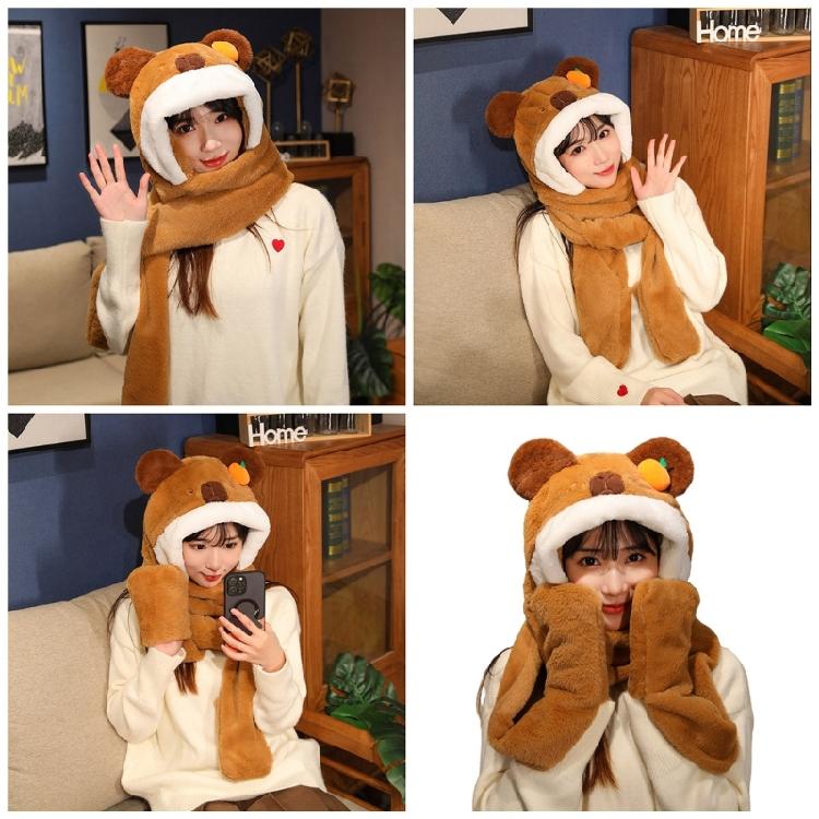 Oversized Scarf Hat for Girls Halloween Cute Ears Capybara Hat Birthday Gifts