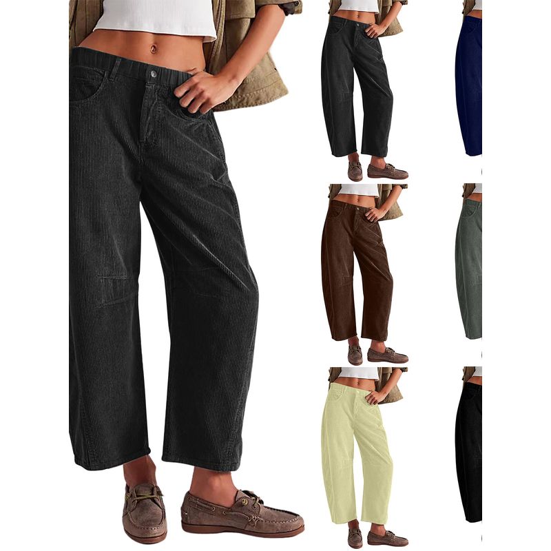 High-waisted Casual Pants Women's High Waist Casual Pants European and American Solid Loose Straight Pants Women