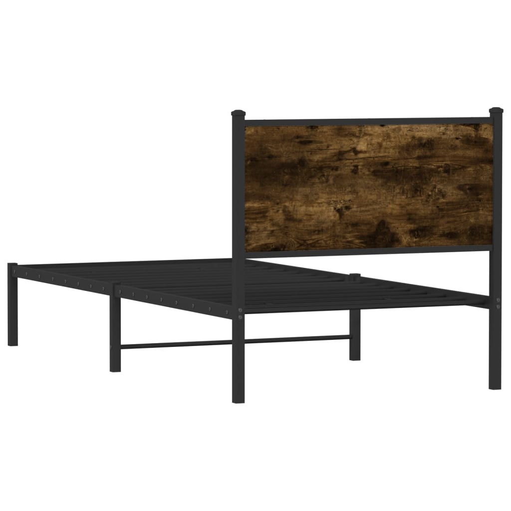 Metal Bed Frame Without Mattress Smoked Oak Finish 80x200 Cm