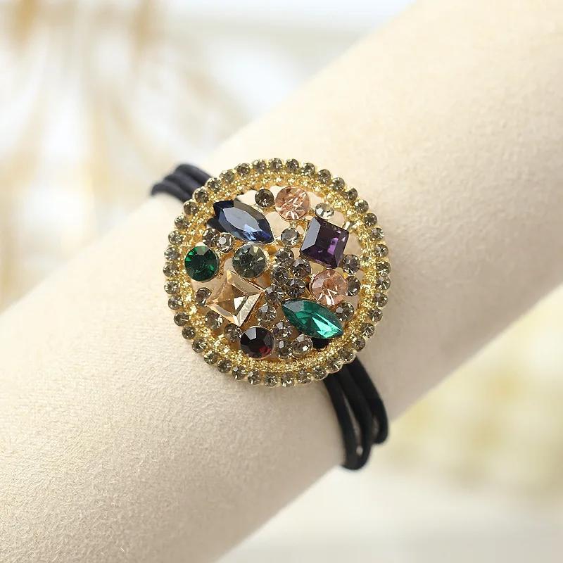 Mote Rhinestone Elastiske Hårstrikker for Jenter Hårstrikk Hårring Tau Scrunchie Tilbehør Hestehale Hodeplagg Tilbehør