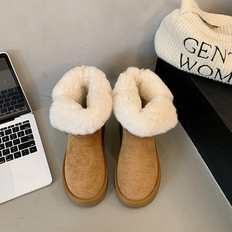 

Star with the same style two wear snow boots women 2025 new winter thick-soled piled thickened versatile cotton shoes warm snow cotton 40 малиновый