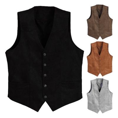 Gilet da Uomo V-Scollo Senza Maniche Monopetto Slim Fit Gilet con Tasche Tinta Unita