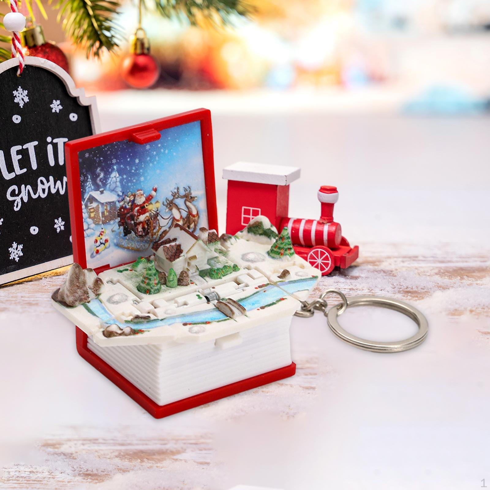 

Christmas Keychain Car Keyring Book Key Chain Pendant for Wallet Bag Snow House