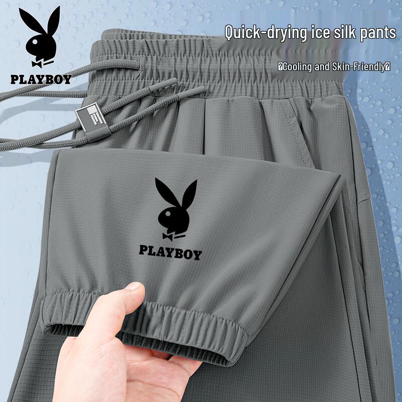 PLAYBOY Men s Ice Silk Quick-Dry Casual Cuffed Pants M