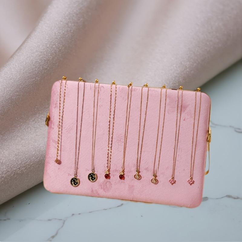

1pc Pink Velvet Jewelry Towers Display Stand Necklace Rack Elegant Metal Durable Soft Nylon Fabric Portable Necklace Organizer розовый