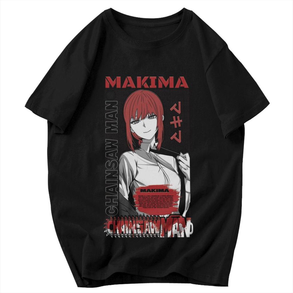 Men T Shirt Anime Chainsaw Man Makima Cotton Y2K Graphic Quality Unisex Tops T Shirts