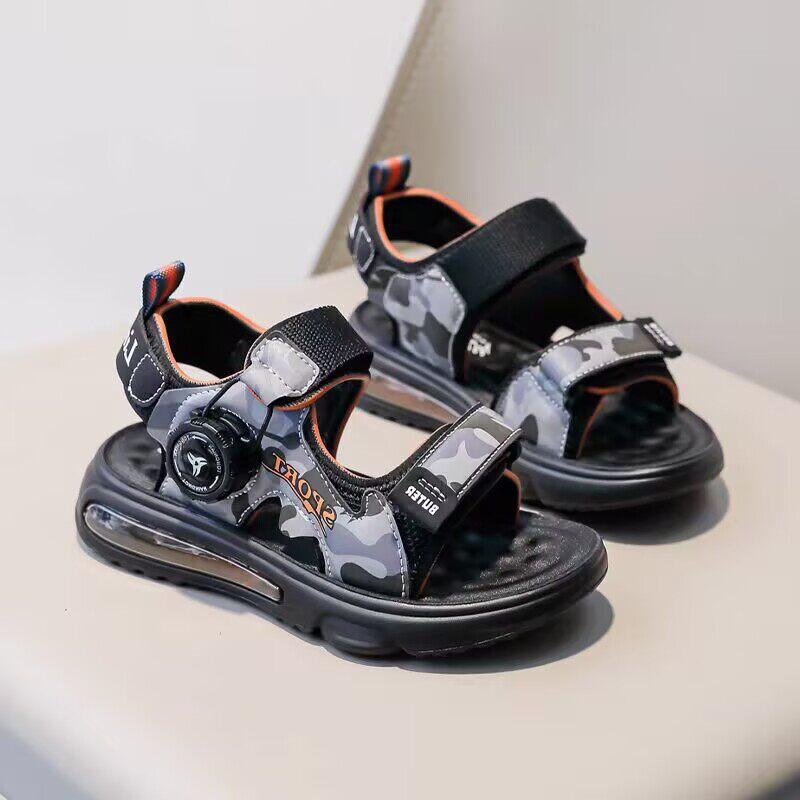 Youth style shoes Boys Sandals With Rotating Buckle Soft Rubber Sole Non-Slip Casual Outdoor Kids Shoes School Beach Hiking