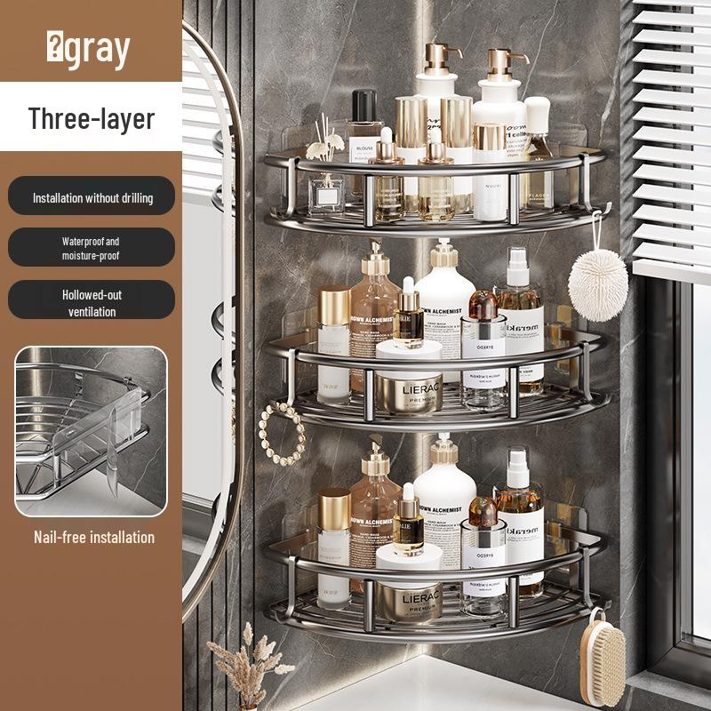 Triangle Corner Bathroom Shelf for Toiletries and Cosmetics