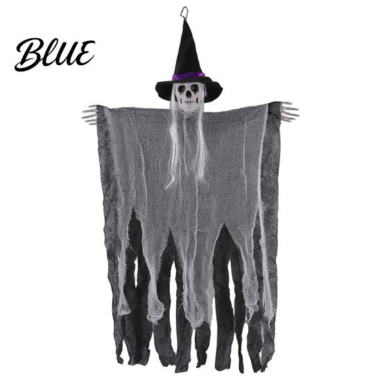 Haunted House Decorations 38" Halloween Hanging Witch Decoration Spooky Scary Flying Skeleton Ghost with Skull Decor for Outdoor Indoor Porch