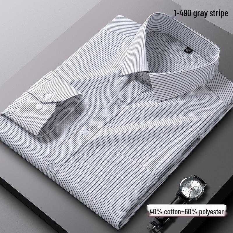 Herren Frühling Weiße Hemden - Lang-/Kurzarm, Gesticktes Logo, Professionelle Geschäftskleidung, 40% Baumwolle Einfarbig Arbeitskleidung