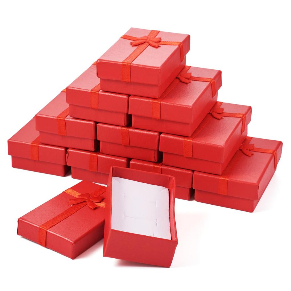 12Pcs Black Small Jewelry Gift Boxes 3.19x2.03 Inch Bracelet  Earring Packaging Boxes With Lids Bowknot for Easter Valentines Day Jewelry Display