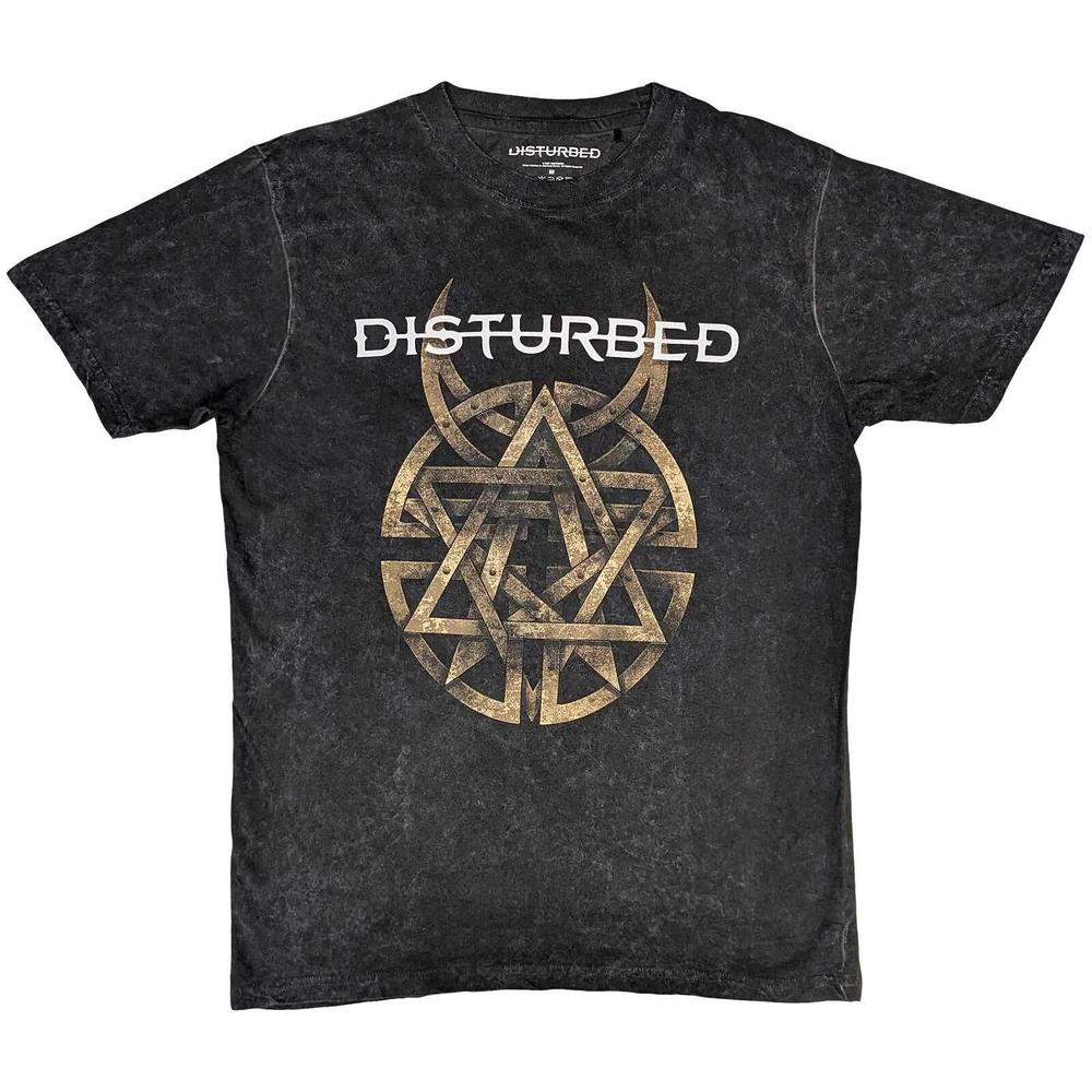 Disturbed Riveted Charcoal Wash Shirt Tshirt Band T-shirt S
