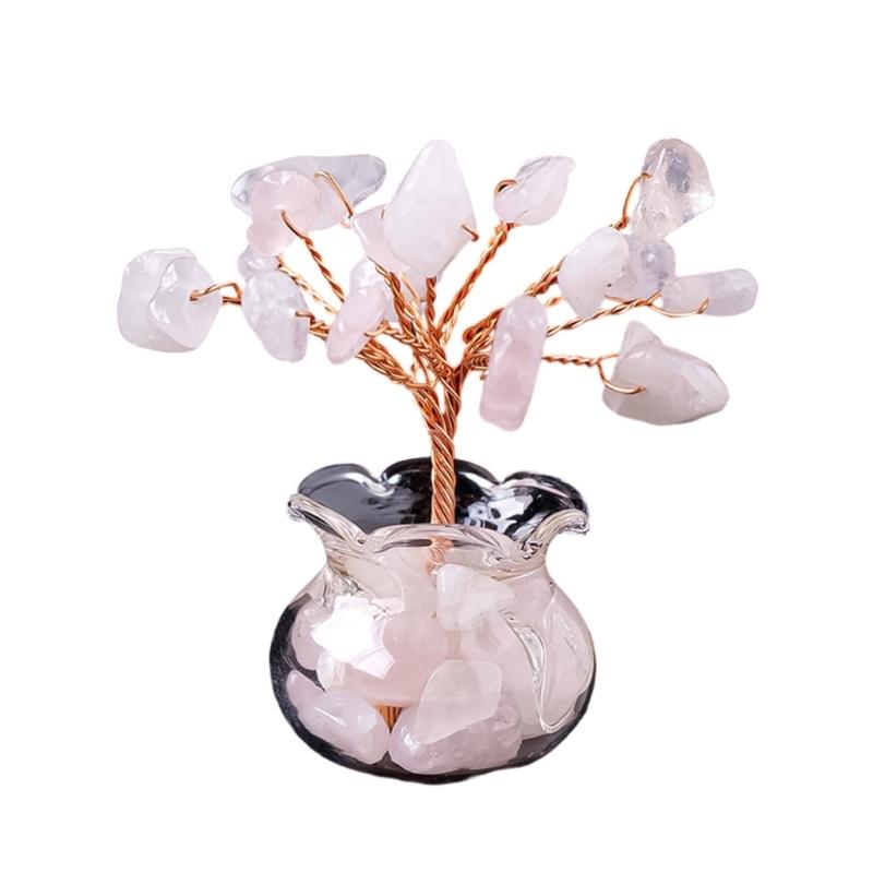 Natural Crystal Money Tree Ornament for Home Office Decoration Enhancing Energy and Fortune with Color Crystal Stone