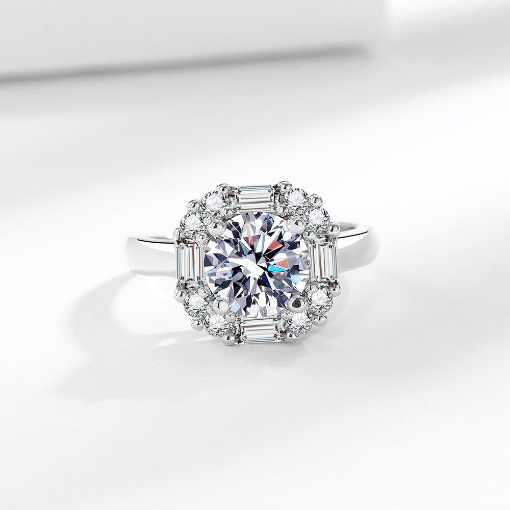 925 Sterling Silver Fashion Sugar Cube Two Carat Zircon Earrings Necklace Ring Jewelry Set Birthday Party Anniversary Gift