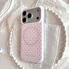 Custodia per Telefono Magnetica Circolare a Pois Rosa alla Moda per iPhone 17 Pro Max 16 15 14 13 Cover Posteriore Antiurto IMD per Magsafe