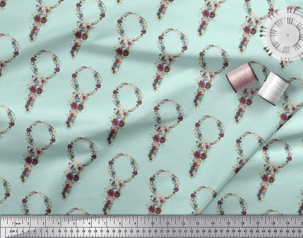 Soimoi Zelená poly krepová látka Věnec Květinový potisk Látka na metr 42 palců