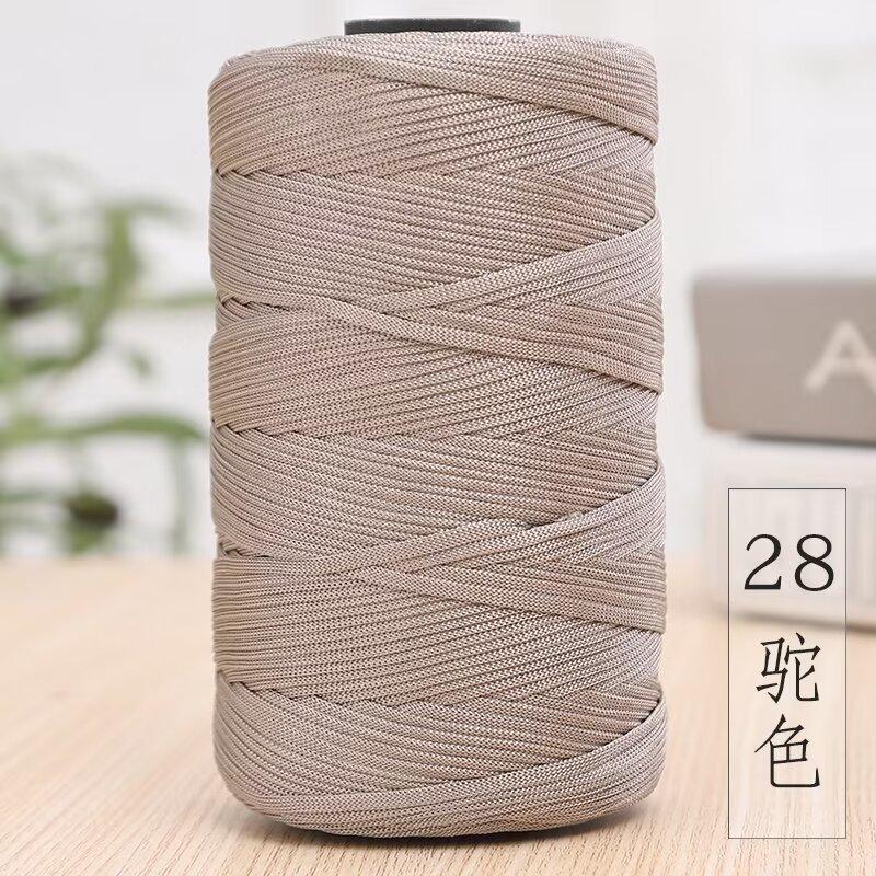 Mercerized Cotton And Linen Flat Belt Thread Light Body Ice Silk Thread Hand Crocheted Diy Hook Bag Hat Seat Cushion Hollow Thread