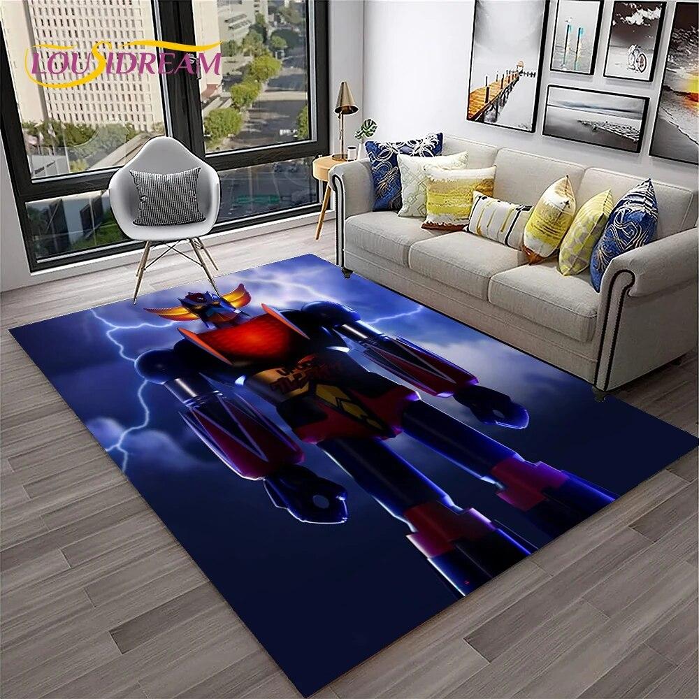 3D Cartoon UFO Robot Grendizer Anime Carpet Rug for Home Living Room Bedroom Sofa Doormat Decor,kids Area Rug Non-slip Floor Mat