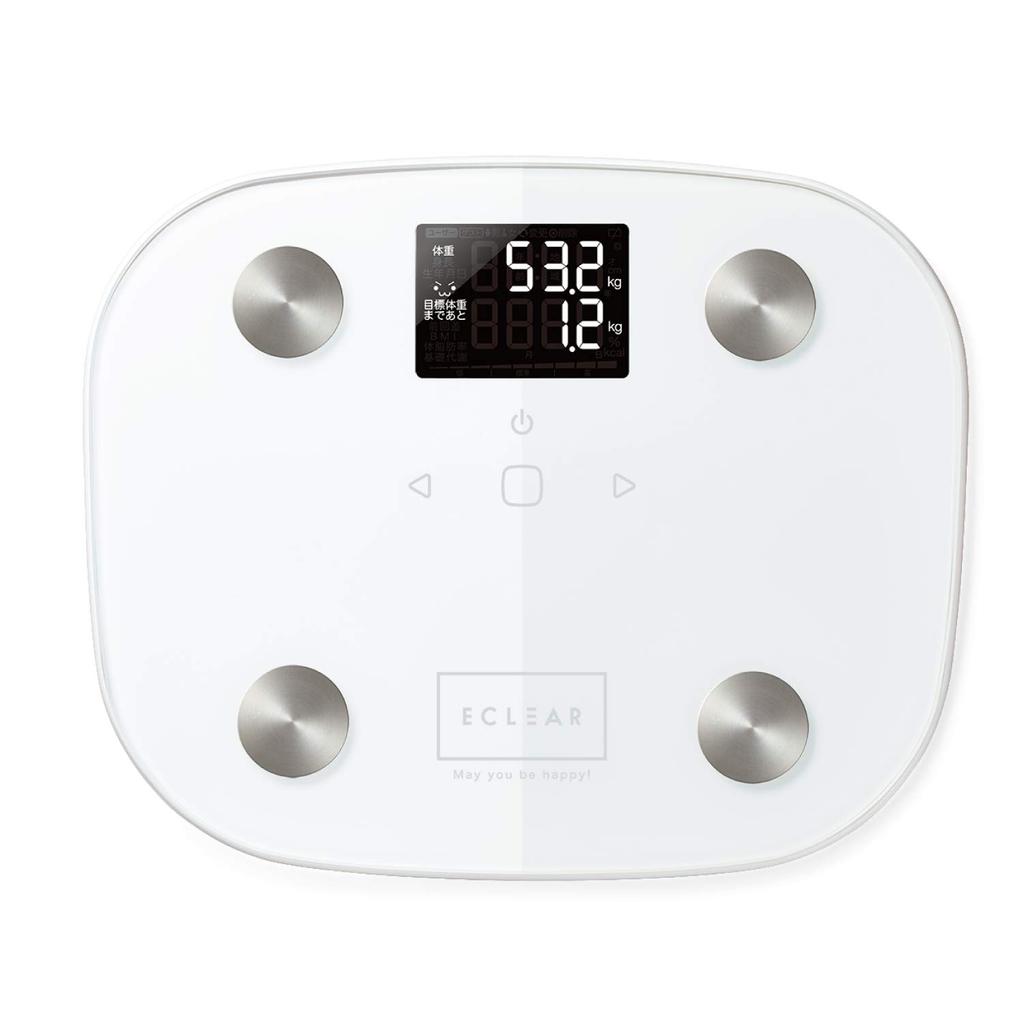 ELECOM Body Composition Scale with Backlight Body Fat Basal and Target Weight Setting Measures In 100g ECLEAR [Weight, BMI, Percentage, Metabolism,