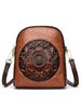 Single Shoulder Bag, Retro Peony Flower Embossed Texture, Crossbody Bag, Crossbody Bag, New Chinese Style Leisure Commuting Bag