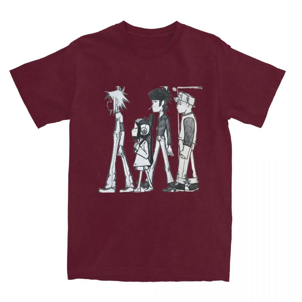 Death Metal Band Gorillaz T Shirts Men's 100% Cotton Leisure T-Shirts Round Neck Trending Tees Short Sleeve Clothes 4XL