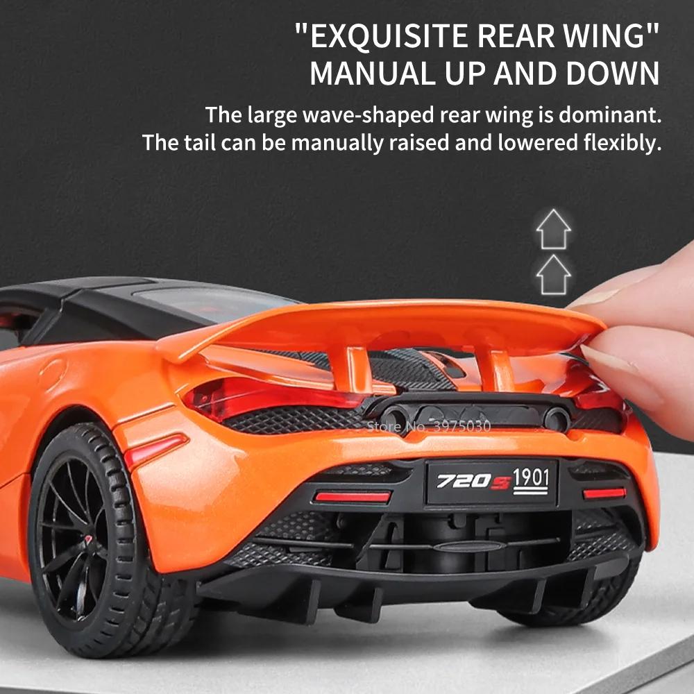 1/24 Scale McLaren 720S Sports Car Alloy Model Toys Simulation Diecasting Car with Sound and Light Pull Back Decorate Toys Boys Present
