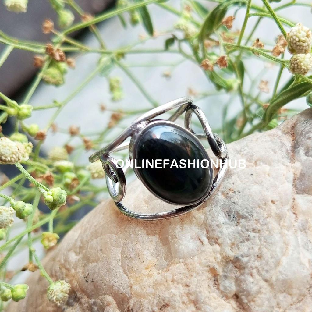 Black Onyx Gemstone 925 Sterling Silver Plated Adjustable Ring Jewelry NST-AR9