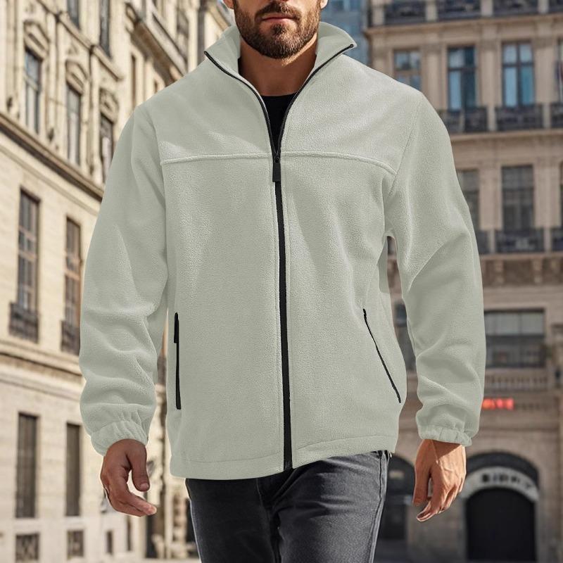 

New Men s Fleece Polar Fleece Jacket Spring Autumn and Winter Outdoor Zipper Stand Collar Jacket S