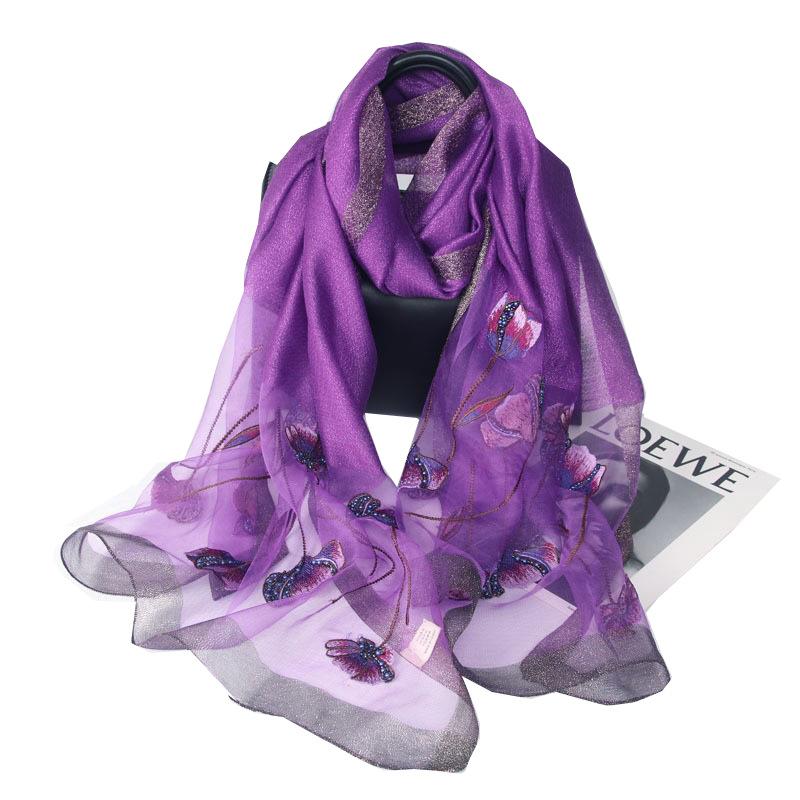 Embroidery Embroidery Handmade Embroidery Silk Wool Silk Scarf Women'S Spring And Autumn Versatile Solid Color Scarf Fashion Shawl Shawl