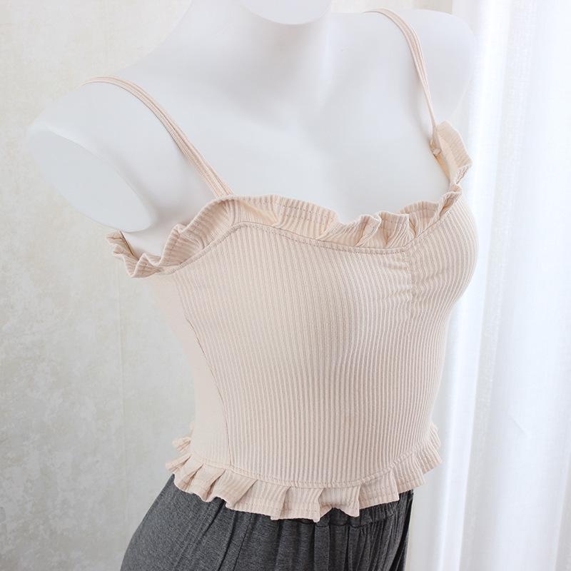 Ästhetisches V-Ausschnitt Spitzen-Ripp-Camisole mit Slim Fit für Damen - Sommerstil