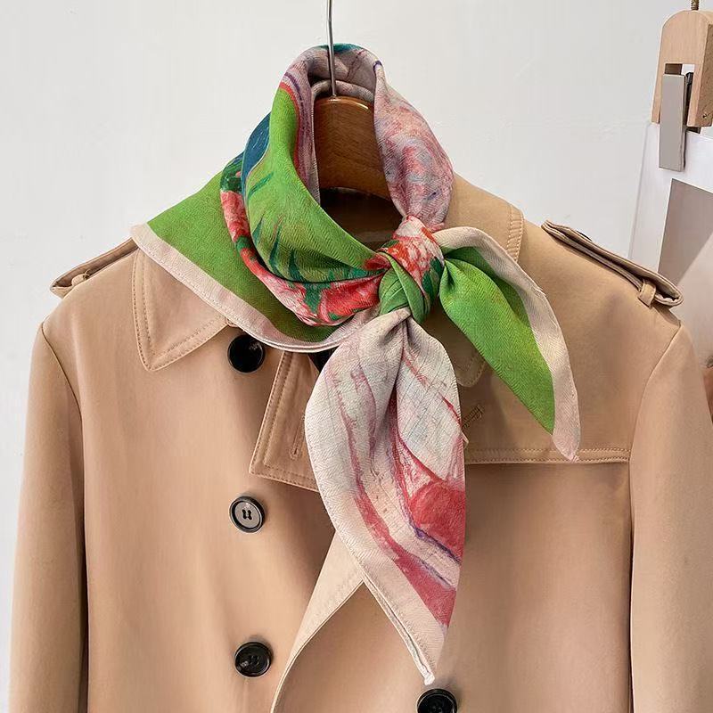 

Korean-Style Trendy Vintage Square Scarf for Women | Multi-Functional Fashion Accessory for Spring & Autumn – Stylish Decorative Headscarf