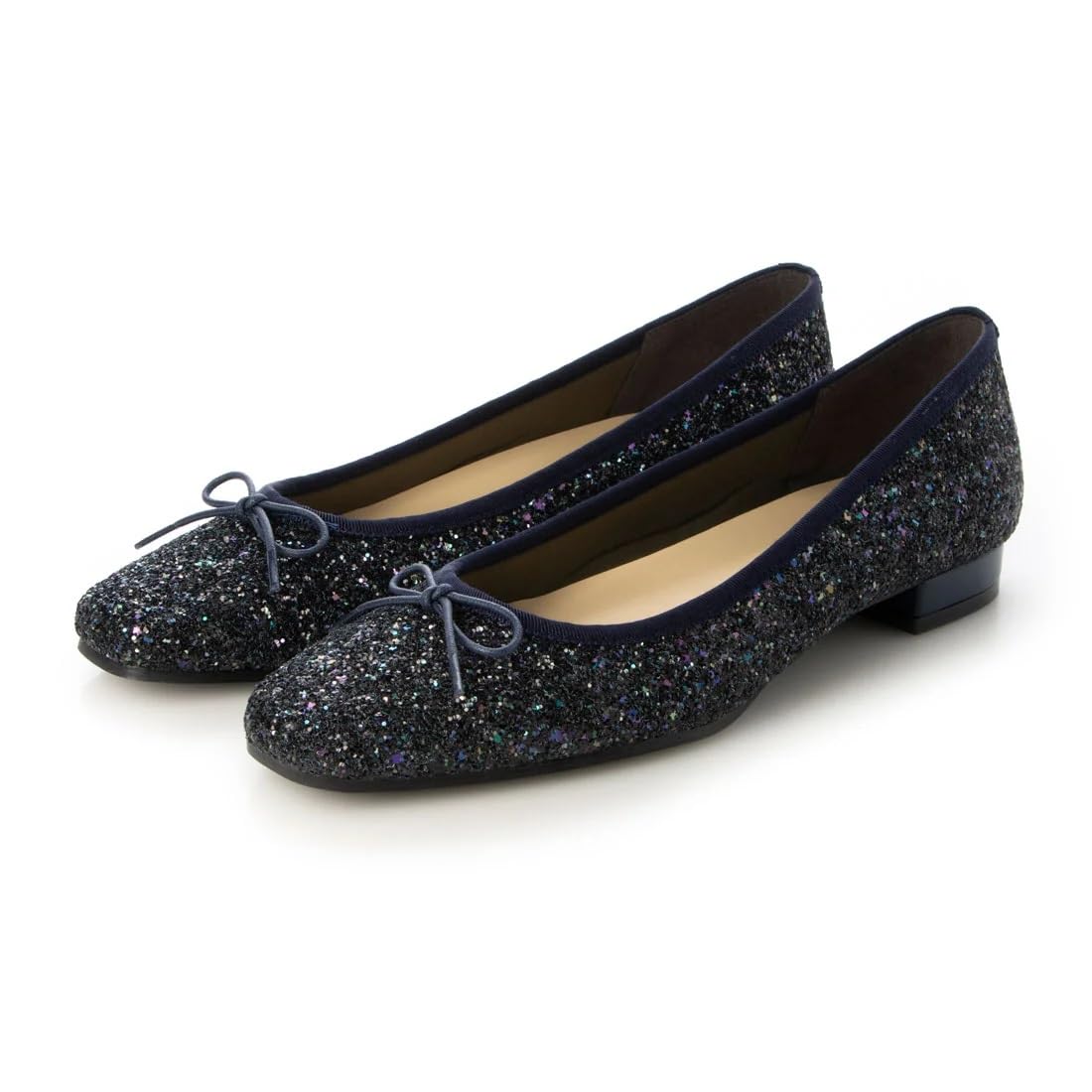 

IK Plus Women s Ballet Flats, Size 125, Navy Glitter, 22.0 cm, 2E