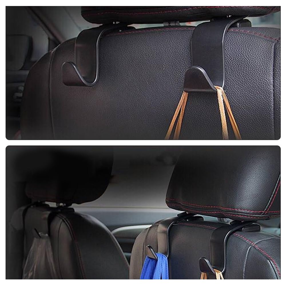 Car Headrest Hooks Luggage Rack Car Hook Black Load Capacity 20kg No Disassembly Easy
