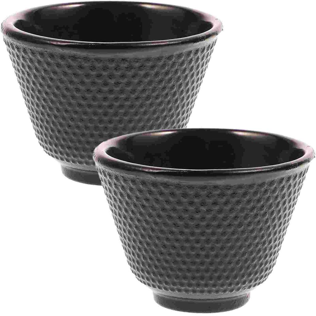 2 Pcs Tea Cups Cast Iron Teacup Retro Japanese Style Teaware Sake Glass Drinking Black