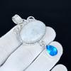Rainbow Moonstone Pendant, 925 Sterling Silver Handmade Jewelry, Blue Topaz Silver Pendant, Party Wear Jewelry For Women's, Pendant Christmas Jewelry