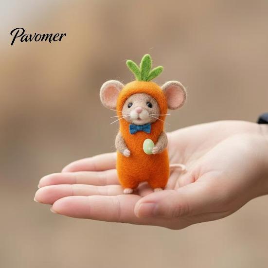 Compact Decorative Mice Needle Felted Mouse Easter Mini Ornaments Handmade Wool Figurine with Felt Egg/Chick for Tiered Tray Tabletop Spring