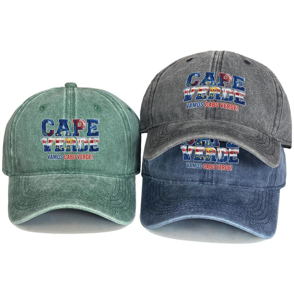 "CAPE VERDE" "VAMOS CABO VERDE" Flag Printed Snapback Baseball Cap , Adjustable Sun Hat Headwear Lightweight Stylish Vintage Man's Cap