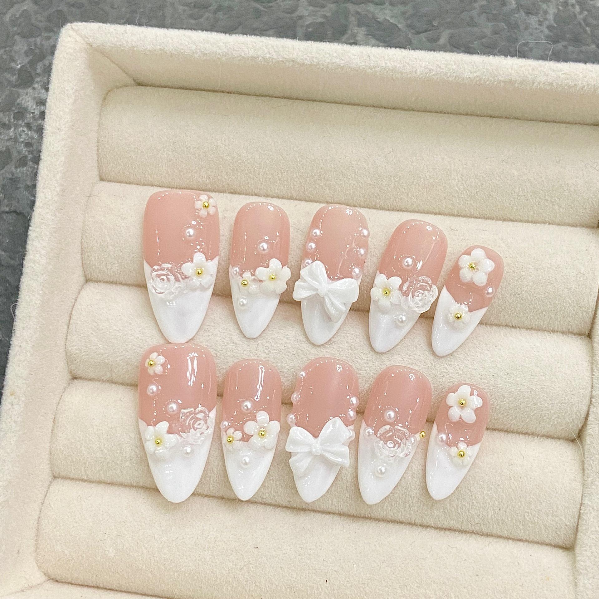 Spring/Summer Nude White Floral Whitening Fairy Nail Art Stickers - Wearable Fake Nails