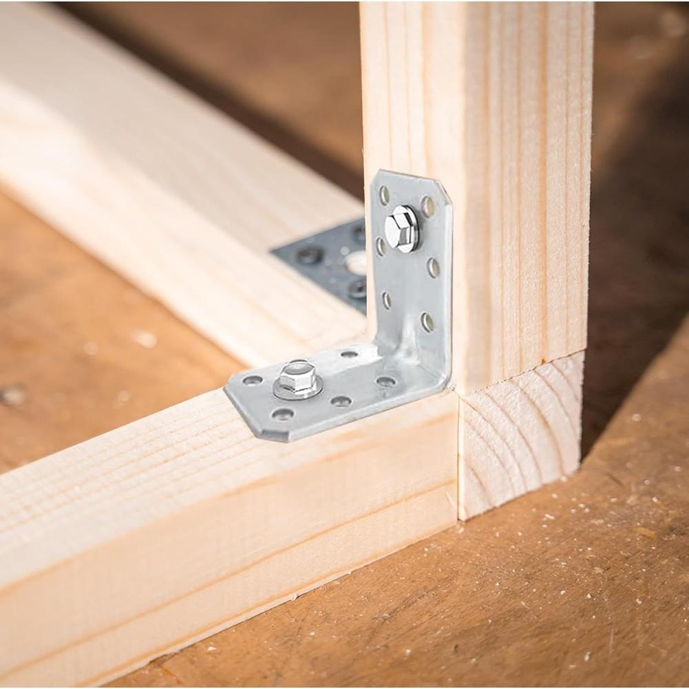 20pcs L-Shaped Corner Brackets Iron Metal Right Angle Corner Bracket For Shelves Wood Furniture Fixing Wall Bracket Connector